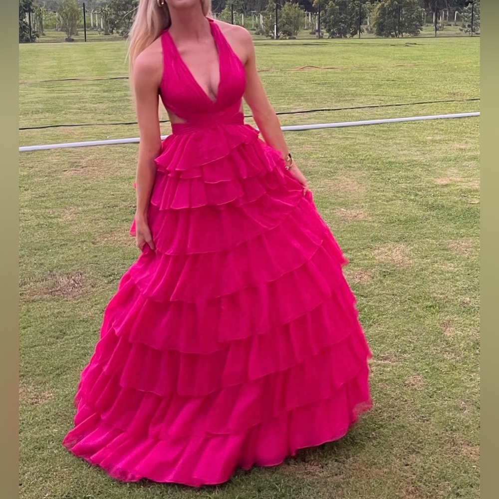 Mac Duggal Ruffle Tiered Ballgown, size 0, pink